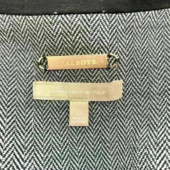 Talbots Luxe Knit Black & White Herringbone Stand Collar Zip Front Blazer - Picture 12 of 12